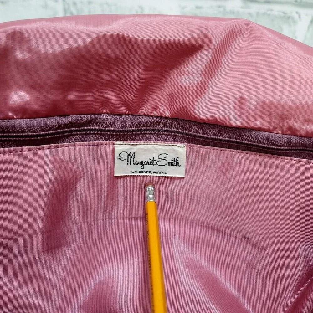 Vintage 80s Margaret‎ Smith Maine Pastel Stripe Canvas Clutch Handbag Fold Over